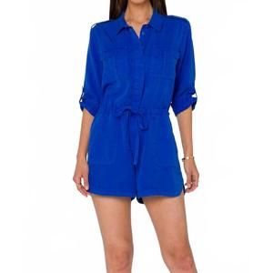 NEW VELVET HEART luba shorts romper in marine blue